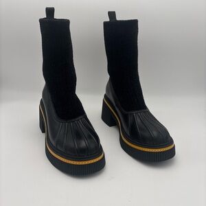 AEROSOLES Black and Gold Heeled Boots